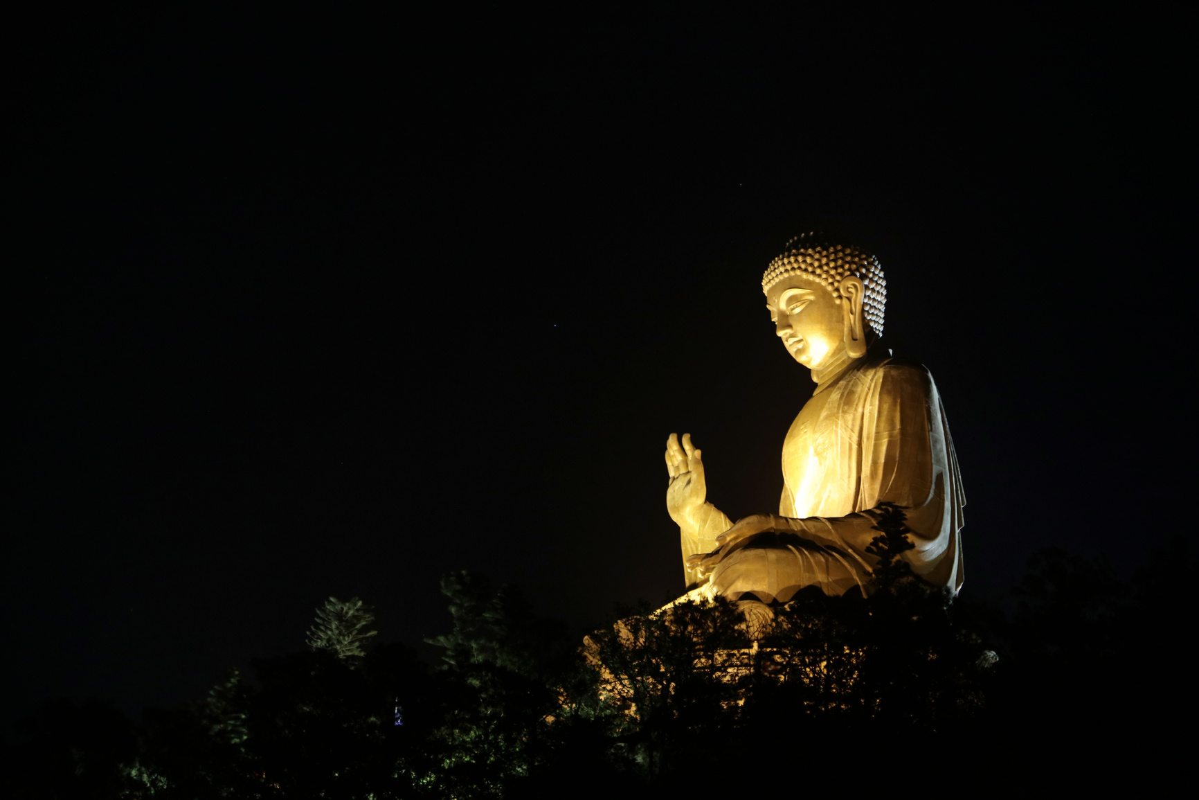 Tian Tan Buddha at Ngong Ping at  night